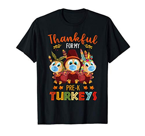 Thankful For My Pre-K Turkeys Thanksgiving Teachers Leopard T-Shirt