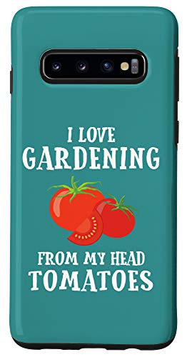 Galaxy S10 Vegetable Gardening Funny Head Tomatoes Teal Case