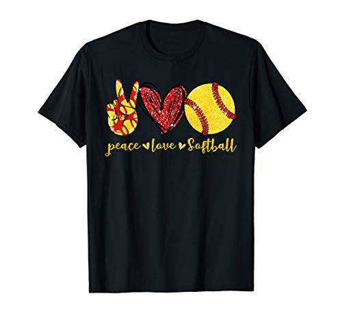 Peace Love Softball Cute Softball Lovers Gifts T-Shirt