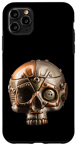 iPhone 11 Pro Max Gear and Cog Retro Mechanical Steampunk Skull on Black Case