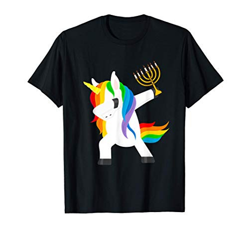 Hanukkah Dabbing Unicorn Funny Chanukah Jewish Xmas Gift T-Shirt
