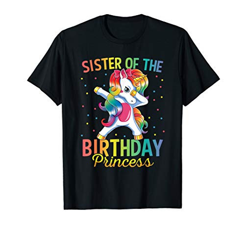 Sister of the Birthday Princess Dabbing Unicorn Matching T-Shirt
