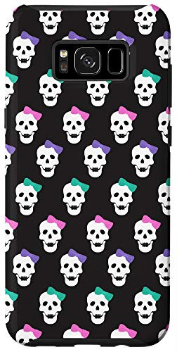 Galaxy S8 Cute Halloween Pattern Skull Skeleton Head Ribbon Black Case