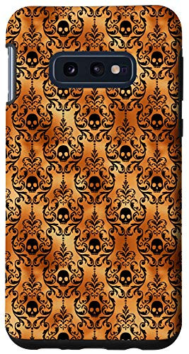 Galaxy S10e Halloween Skeleton Head Autumn Vintage Design Orange Phone Case