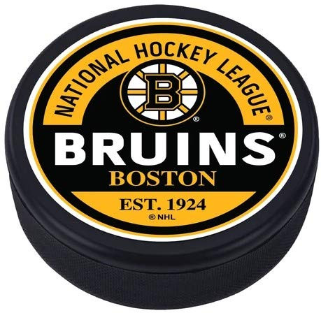 Mustang Boston Bruins 3D Textured Block Souvenir Hockey Puck