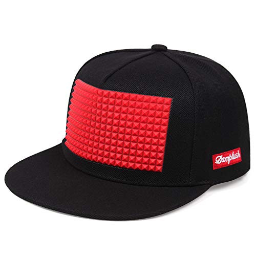 Pure Cotton Mens Hat Hip Hop Baseball Cap Punk Rock Snapback Cap Adjustable Flat Cap Black red