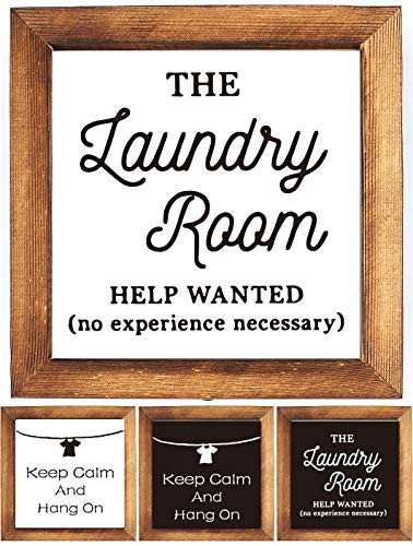 KU-DaYi Wood Framed Block Sign -Funny Laundry Quote Rustic Farmhouse Laundry Room Decoration