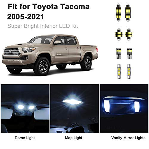 10pcs Tacoma Interior LED Lights Kit Super Bright LED Map Dome Light Bulbs for Toyota Tacoma 2005 2006 2007 2008 2009 2010 2011 2012 2013 2014 2015 2016 2017 2018 2019 2020 2021 all models