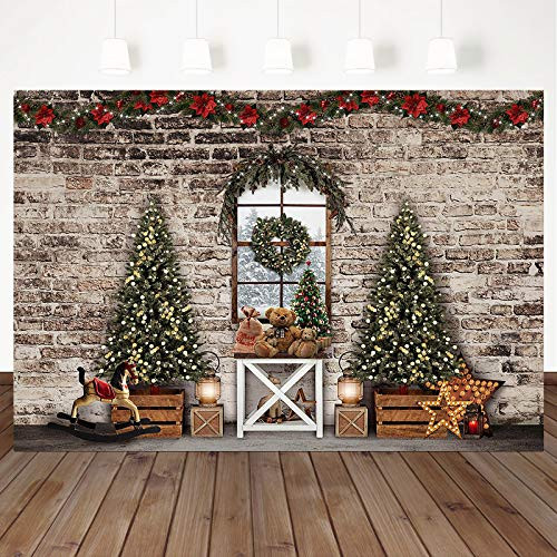 Mocsicka Christmas Window Photo Backdrop Christmas Tree Brick Wall Background Toys Winter Holiday Family Kids Portrait Photography Backdrop Photo Booth Props 7x5ft Mocsicka Christmas Window Photo Backdrop Christmas Tree Brick Wall Background Toys Winter Holiday Family Kids Portrait Photography Backdrop Photo Booth Props 7x5ft