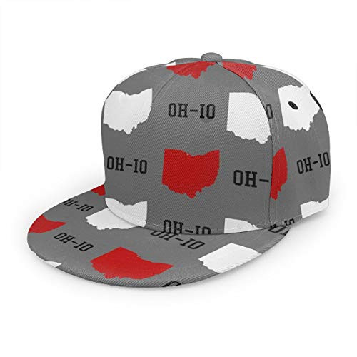 FUNINDIY Ohio State Gray Snapback Hat Hip Hop Baseball Cap Flat Bill Brim Adjustable Trucker Hat for Men Women