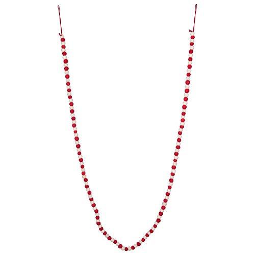 Creative Co-op 72 Wool Felt Ball Garland Red