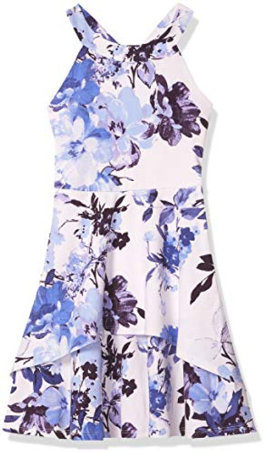 Speechless Girls Fit   Flare Dress with Layered Skirt IvoryBlue 7