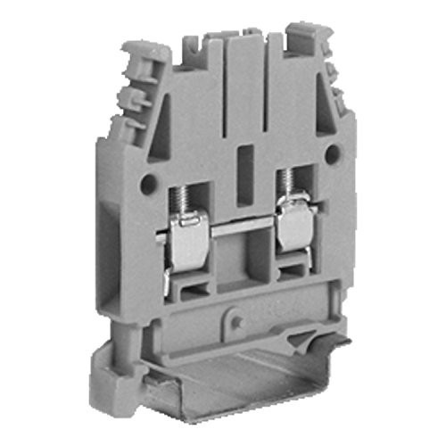 ASI CBC04GR Single Level Feed-Through Screw Clamp Terminal Block DIN Rail Mount 30 amp 600V 20 to 10 AWG 6 mm Wide Gray Pack of 100