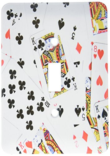 3dRose lsp-112896-1 Scattered Playing Photo-for Card Players Egg Poker Bridge Games Casino Las Vegas Night Single Toggle Switch Multicolored