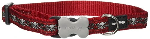 Red Dingo Skull   Roses Red Dog Collar Small12mm