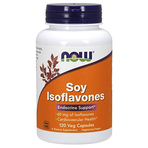 NOW Supplements Soy Isoflavones 60 mg Plant Compounds Particularly Concentrated in Soybeans like Genistein Daidzein and Glycitein 120 Veg Capsules