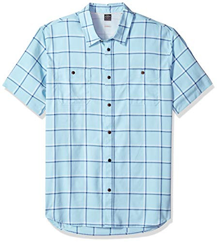 Quiksilver Waterman Mens Wake Plaid Button Down Shirt Crystal Blue M