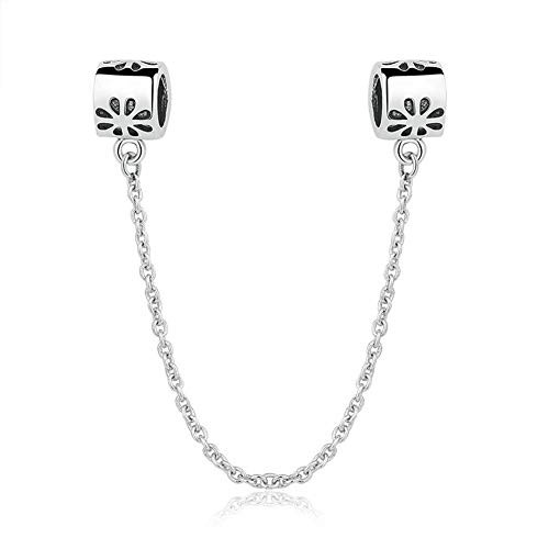 Junyi Jewelry Safety Chain Charm 925 Sterling Silver Clip Stopper Charm Spacer Charm Anniversary Charm for Pandora Charm Bracelet F