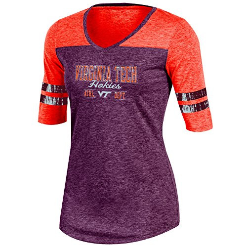 NCAA Virginia Tech Hokies Adult Women Half Sleeve V Neck Tunic Small Maroon Heather