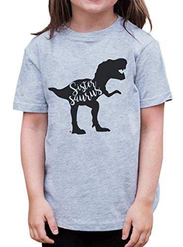 7 ate 9 Apparel Girls Sister Dinosaur Grey T-Shirt 4T