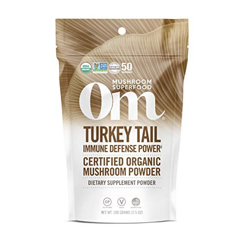 Om Organic Mushroom Superfood Powder Turkey Tail 50 Servings Immune Support Gut Health   Holistic Defense Supplement 3_5 Ounce Pack of 1