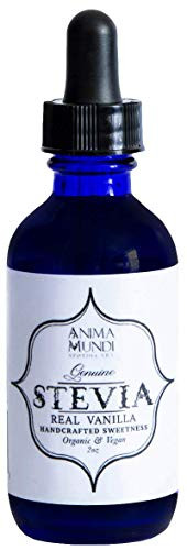 Anima Mundi Pure Stevia Leaf Extract - Organic Stevia Liquid Sweetener Vegan Drops with Real Vanilla 2oz