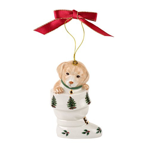 Spode Christmas Tree Ornament Puppy in Boot
