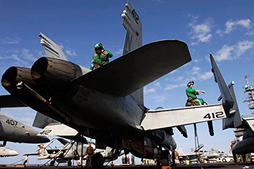 Posterazzi Poster Print Collection Sailors Wipe Down an Fa-18 Hornet Aboard Uss Kitty Hawk Stocktrek Images 17 x 11 Multicolored