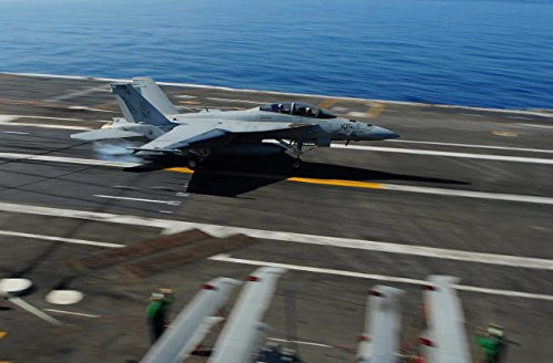 Posterazzi Poster Print Collection an Fa-18F Super Hornet Makes an Arrested Landing Aboard Uss George HW Bush Stocktrek Images 17 x 11 Multicolored