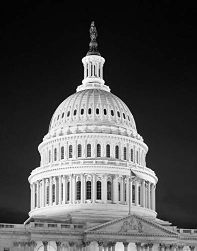 Posterazzi 1950s-1960s Dome Of The Capitol Building At Night Washington Dc Usa Poster Print by Vintage Collection 11 X 14