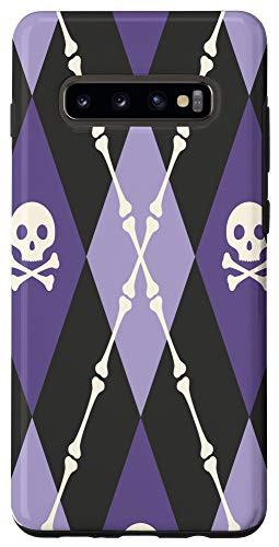 Galaxy S10 Skull Head Skeleton Cross Bone Diamond Pattern Halloween Case