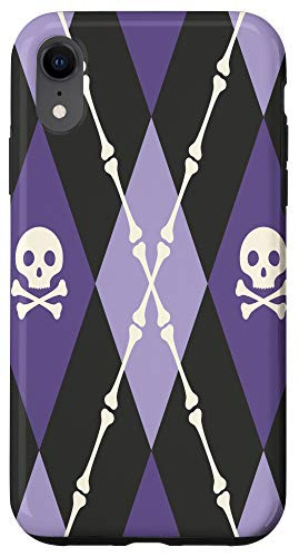 iPhone XR Skull Head Skeleton Cross Bone Diamond Pattern Halloween Case