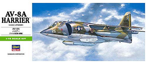 Hasegawa 172 Scale US Av-8A Harrier Attacker - Aircraft Plastic Model Building Kit 00240