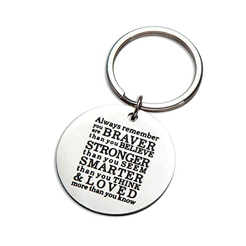 Inspirational Family Friend Gift Always Remember You are Braver Than You Believe Keychain Charm Jewelry for Son Daughter Graduation Birthday Christmas Inspirational Family Friend Gift Always Remember You are Braver Than You Believe Keychain Charm Jewelry for Son Daughter Graduation Birthday Christmas