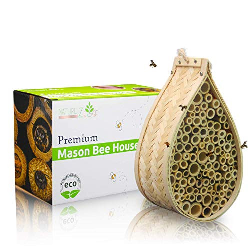NatureZ Edge Mason Bee House Natural Bamboo Mason Bee Hive Supercharge Your Garden by Attracting The Perfect Non-Aggressive Pollinator Bees Bee Hotel NatureZ Edge Mason Bee House Natural Bamboo Mason Bee Hive Supercharge Your Garden by Attracting The Perfect Non-Aggressive Pollinator Bees Bee Hotel