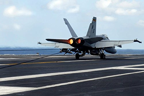 Posterazzi Poster Print Collection an Fa-18C Hornet Successfully Lands on the Flight Deck of Uss John C Stennis Stocktrek Images 17 x 11 Multicolored