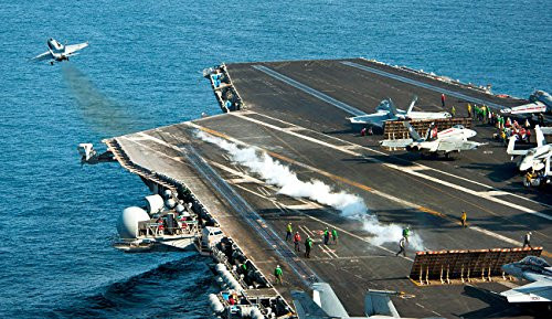 Posterazzi Poster Print Collection an Fa-18C Hornet Launches from the Flight Deck of Uss John C Stennis Stocktrek Images 17 x 11 Multicolored