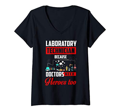 Womens Laboratory Technician Shirt Joke Saying Lab Tech Gift V-Neck T-Shirt