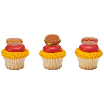 Hamburger and Hot Dog Cupcake Picks - 24 ct by Bakery Supplies