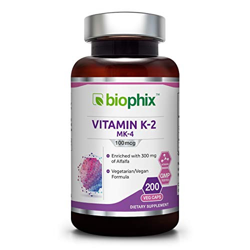 K-2 Vitamin 100 mcg 200 Caps - Strong Bones Immune Health Support for D3 K-2 Vitamin 100 mcg 200 Caps - Strong Bones Immune Health Support for D3