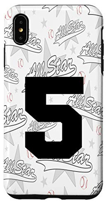 iPhone XS Max Baseball Case Number 5 Five Gift Case
