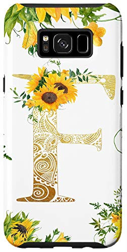 Galaxy S8 Sunflower Letter F Monogrammed Initial White Case