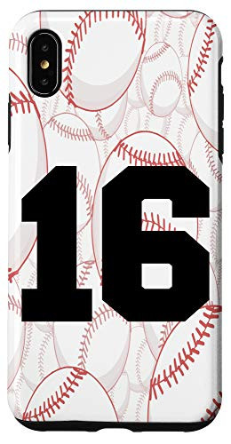 iPhone XS Max Baseball Case Number 16 Sixteen Case