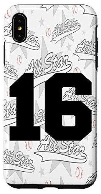 iPhone XS Max Baseball Case Number 16 Sixteen Gift Case