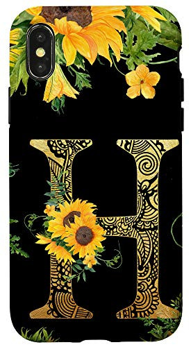 iPhone XXS Sunflower Letter H Monogrammed Initial Case