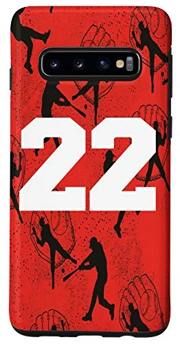 Galaxy S10 Baseball Case White Number 22 Twenty Two Case