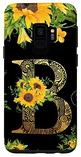 Galaxy S9 Sunflower Letter B Monogrammed Initial Case