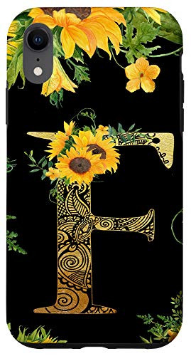 iPhone XR Sunflower Letter F Monogrammed Initial Case