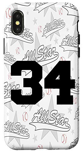 iPhone XXS Baseball Case Number 34 Thirty Four Gift Case