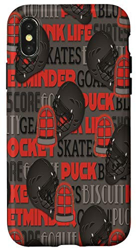 iPhone XXS Hockey Decor Print Gear Skate Puck Helmet Case